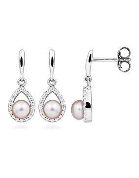 Lykken Pearls helmi hopeakorvakorut zirkonia
