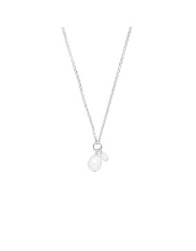 Lykken Pearls hopeinen kaksois helmikaulakoru 45 cm