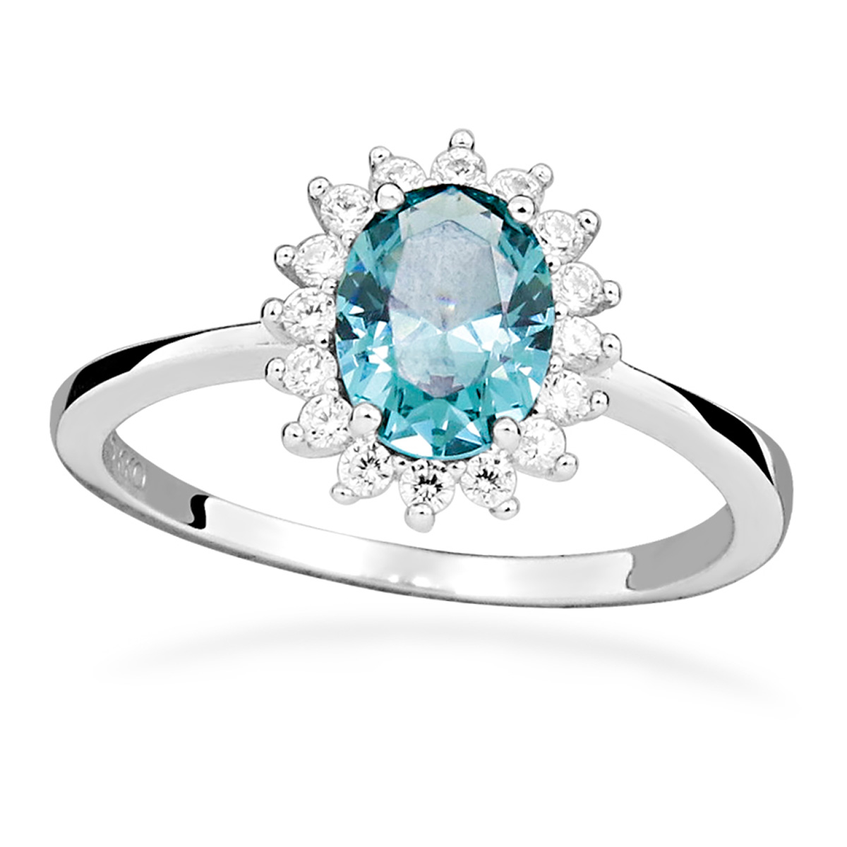 Lykka Casuals turkoosi halo hopeasormus-185