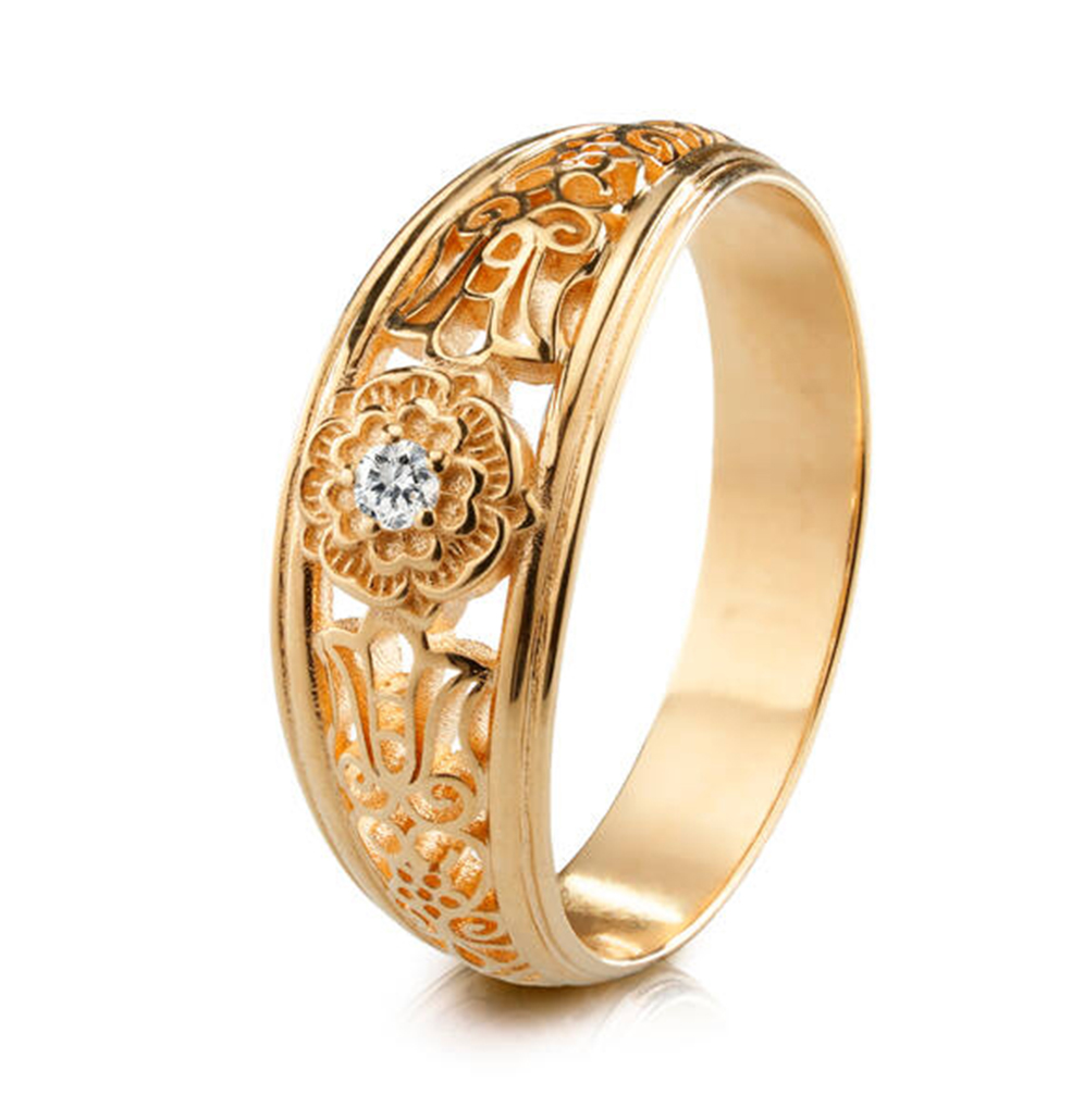 Lumoava Metsäkukkia timanttisormus keltakulta L72220290000