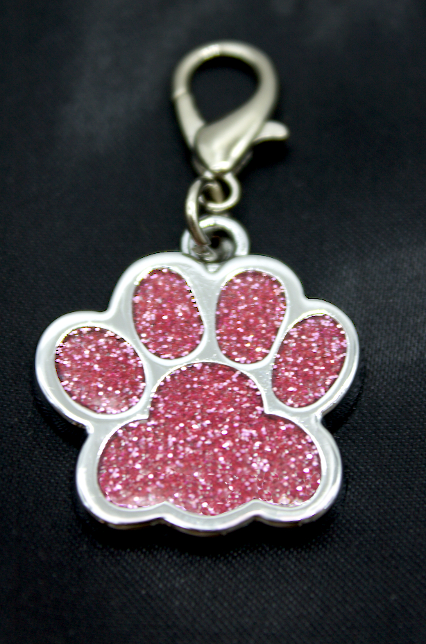 Lemmikin nimilaatta Glitter tassu vaaleanpunainen