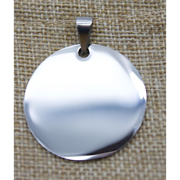 Round silver pet name tag