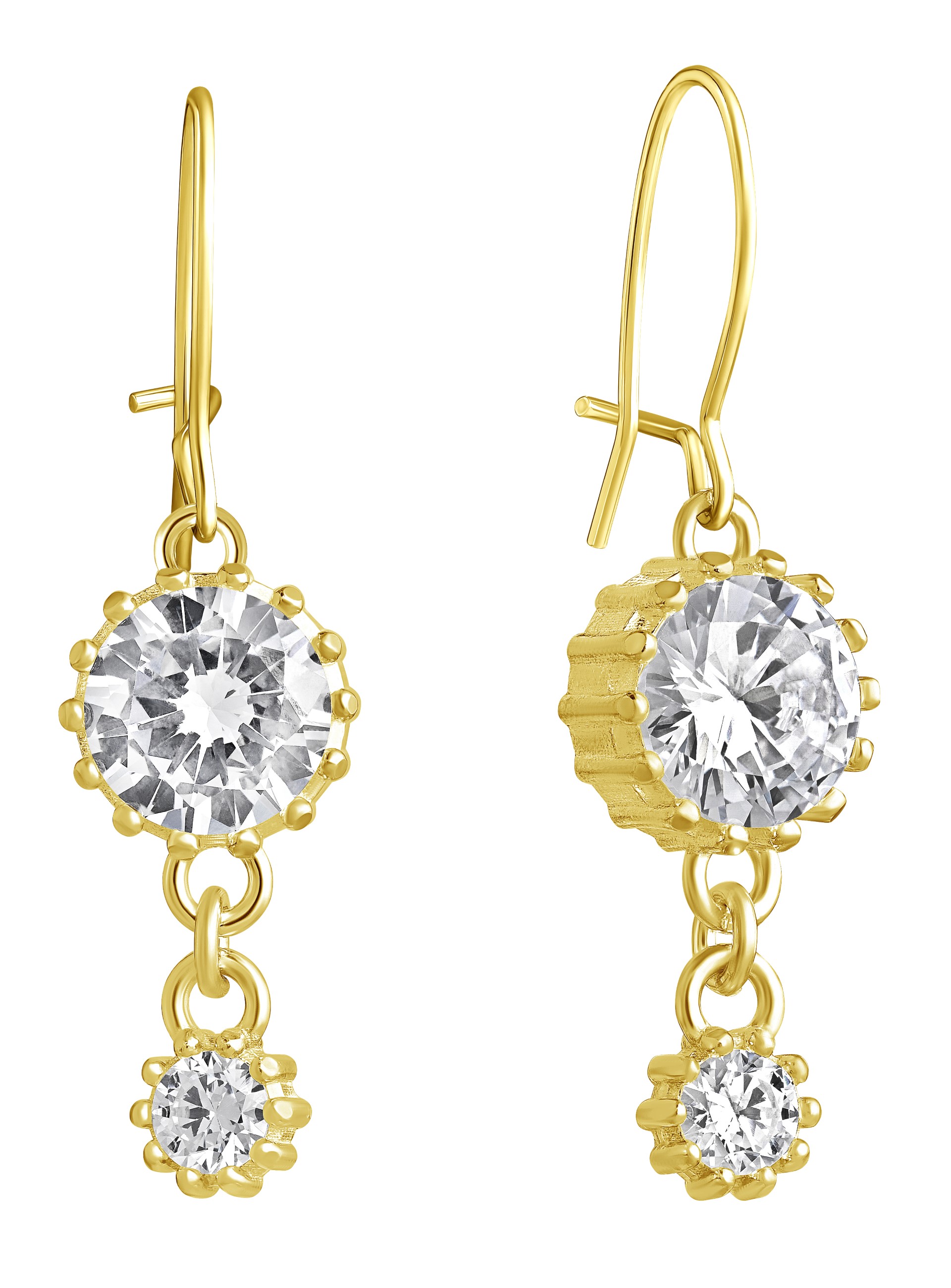 Lempikoru Nuppu koukkukorvakoru kahdella kivellä keltakullattu 54 077 01 000