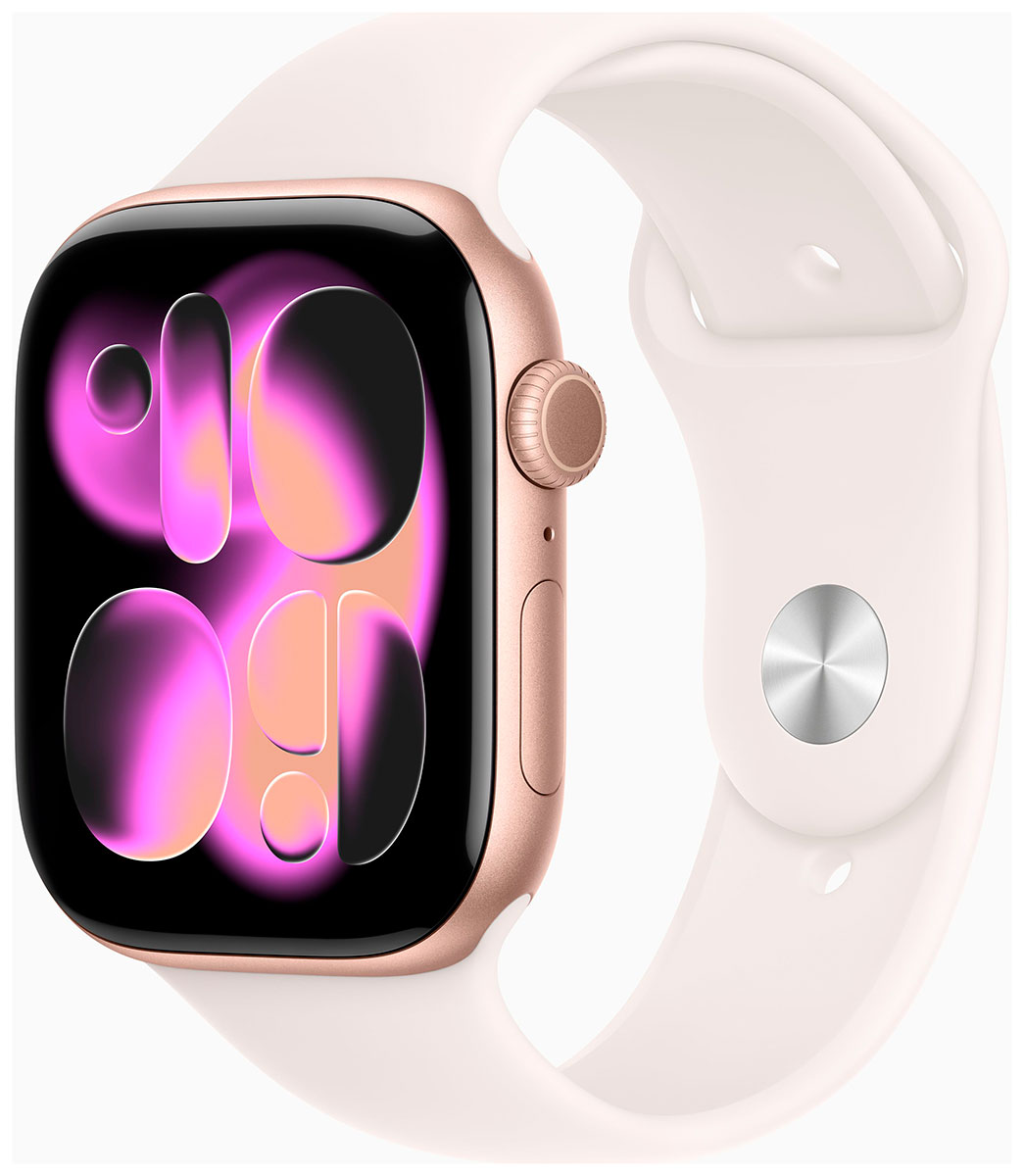 Apple Watch Series 11 GPS + Cellular 46mm Rose Gold Aluminium Case with Light Blush Sport Band MFCJ4QN/A