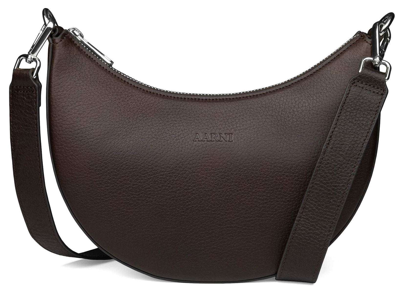 Aarni Hirvennahkainen Luna olkalaukku tummanruskea-hopea