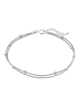 Lykka Casuals hopeinen tupla nilkkakoru