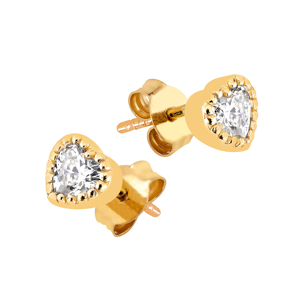 Lykka Hearts sydänkorvakorut kullattu hopea 4mm