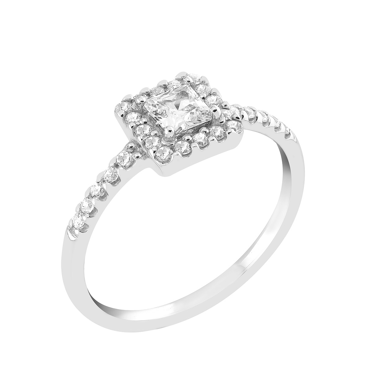 Lykka Casuals hopeasormus neliöhalo-175