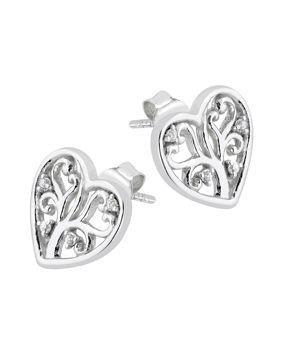 Lykka Symbols sydänkorvakorut hopea elämänpuu