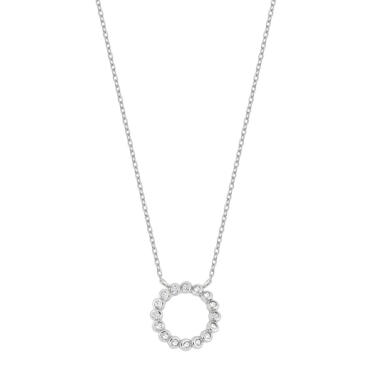 Lykka Casuals hopeakaulakoru zirkonia kehä 42+3cm