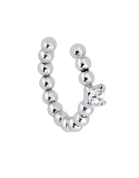 Lykka Casuals pallokuvioitu ear cuff hopeakorvakoru zirkonia