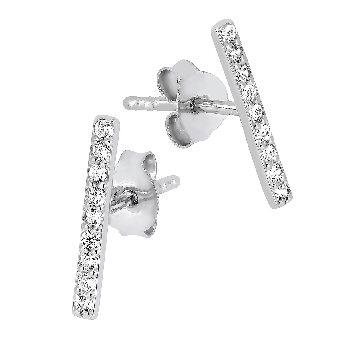 Lykka Casuals hopeakorvakorut zirkonia nappi