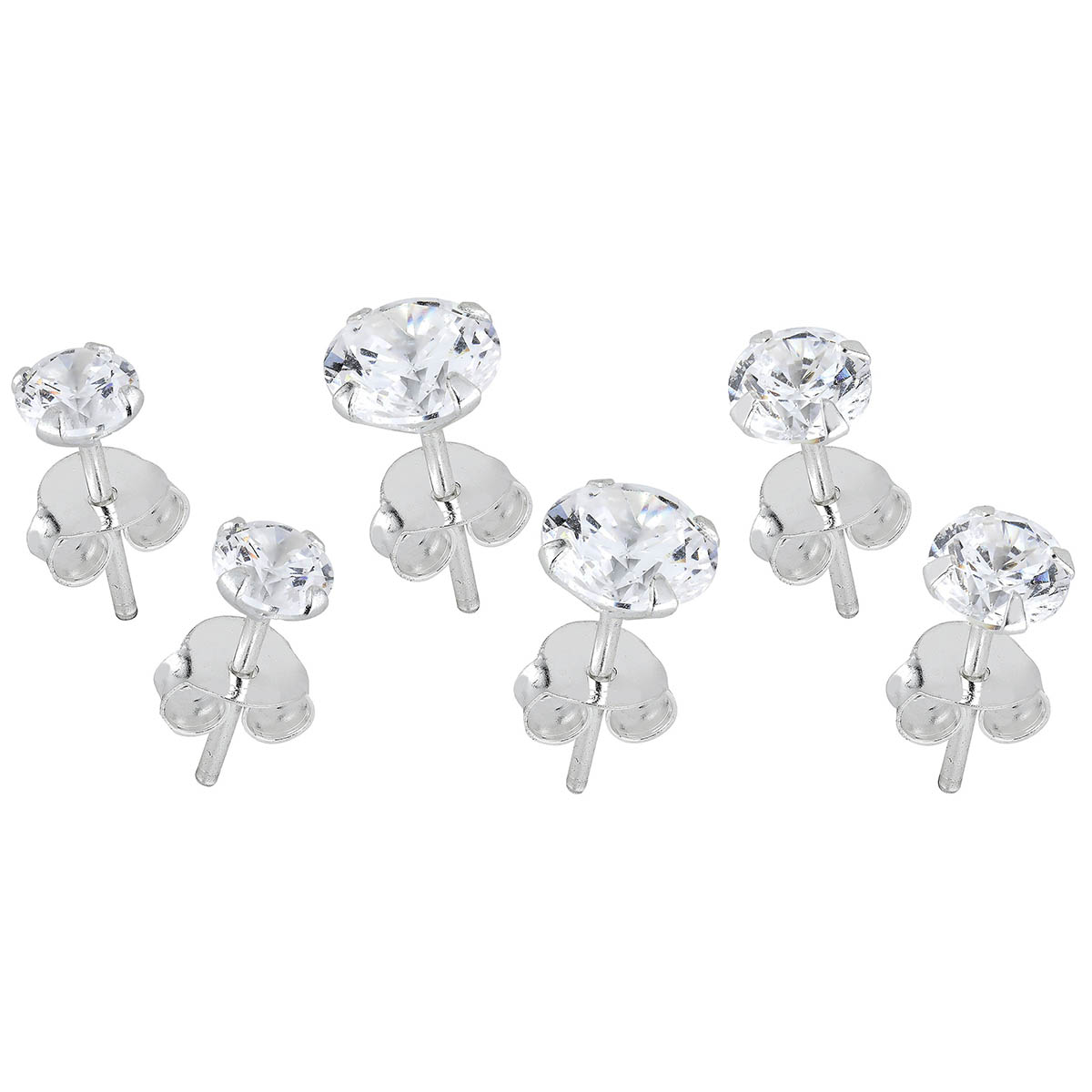 Lykka Casuals korvakorusetti hopeaa kirkas zirkonia 4–6 mm