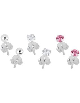 Lykka Casuals hopeakorvakorusetti 3 mm – pallo & zirkoniat