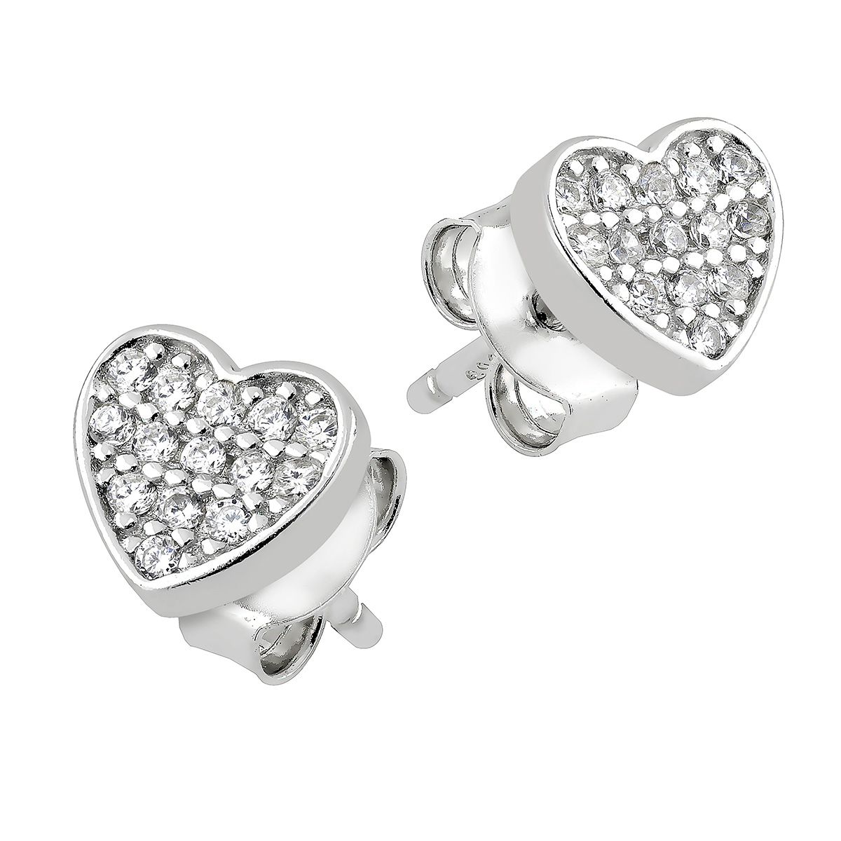 Lykka Hearts hopeiset sydänkorvakorut 7 mm