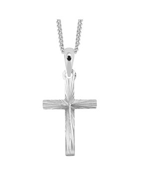 Lykken Crosses säteilevä hopeinen ristikaulakoru 45 cm