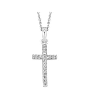 Lykken Crosses hopeinen keskikokoinen ristikaulakoru zirkonioilla 45 cm