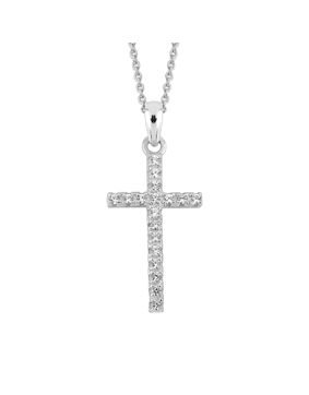 Lykken Crosses hopeinen rodinoitu ristikaulakoru zirkonioilla 45 cm
