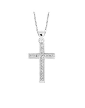 Lykken Crosses hopeinen rodinoitu ristikaulakoru 45 cm
