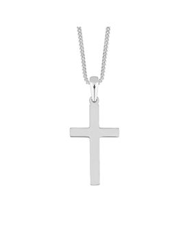 Lykken Crosses hopeinen ristikaulakoru 29 mm x 50 cm