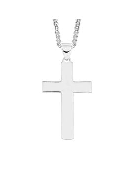 Lykken Crosses hopeinen klassinen iso ristikaulakoru 45 cm