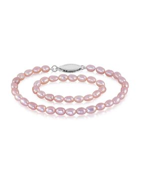 Lykken Pearls kastehelmirannekoru vaaleanpunainen 15+8cm