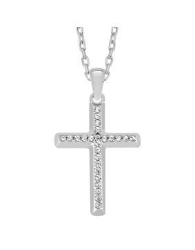 Lykken Crosses hopeinen pavé ristikaulakoru 45 cm