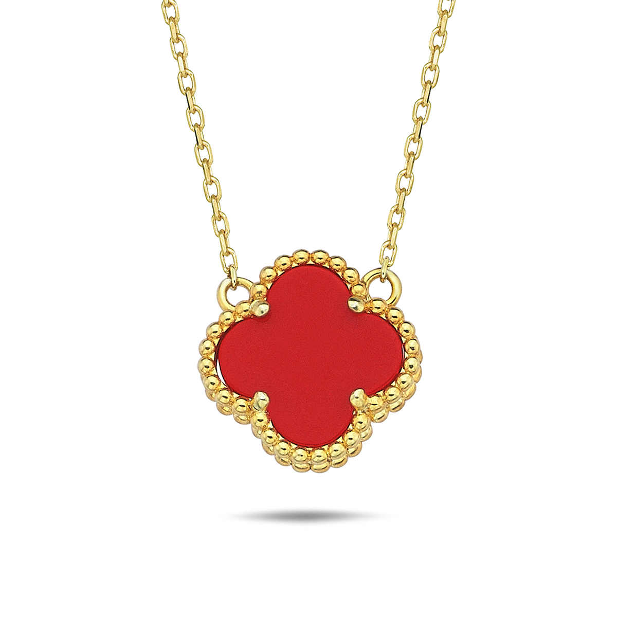 Lykka Symbols neliapila kullattu punainen hopeakaulakoru 42+3cm