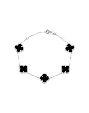 Lykken Symbols neliapila musta hopearannekoru 17+3cm
