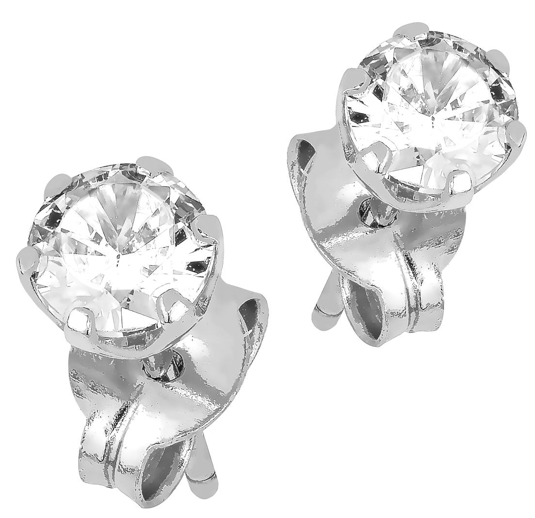 Lykka Casuals valkokultaiset yksikiviset tappikorvakorut 4 mm