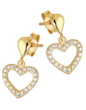 Lykka Hearts kultakorvakorut zirkonioilla sydän