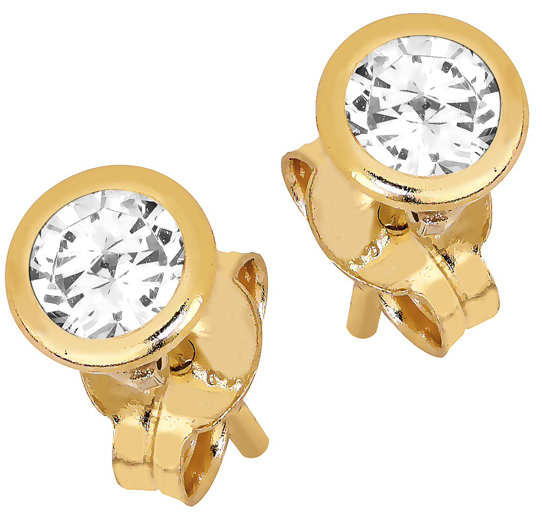 Lykka Casuals kultaiset tappikorvakorut zirkonia 4 mm