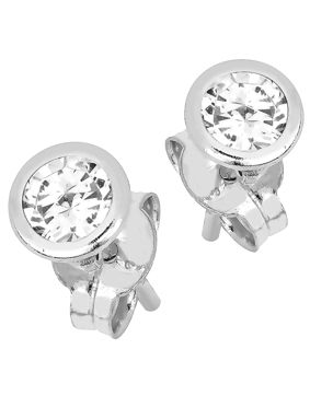 Lykken Casuals valkokultaiset tappikorvakorut zirkonia 4 mm