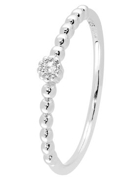 Lykka Casuals ohut yksikivinen hopeasormus metallihelmillä 1,5 mm