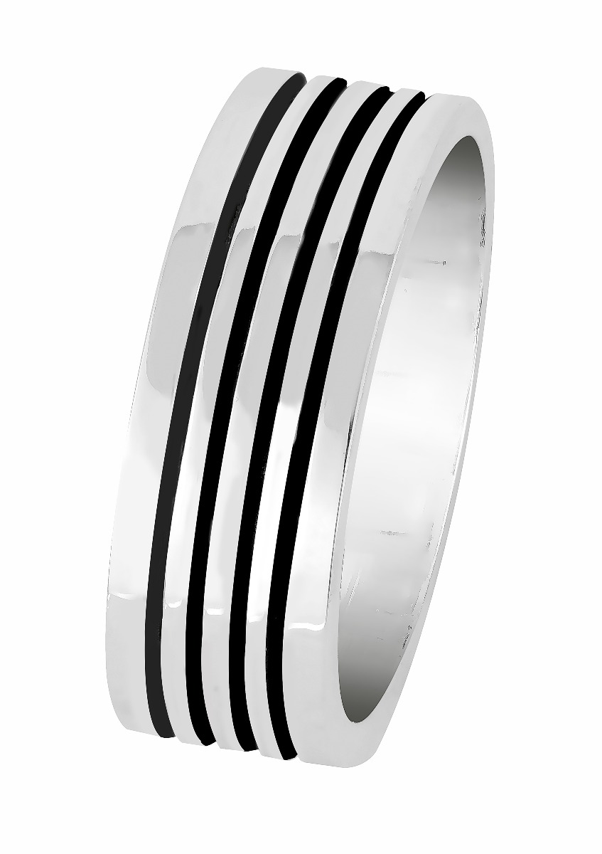 Lykka Casuals miesten raidallinen hopeasormus