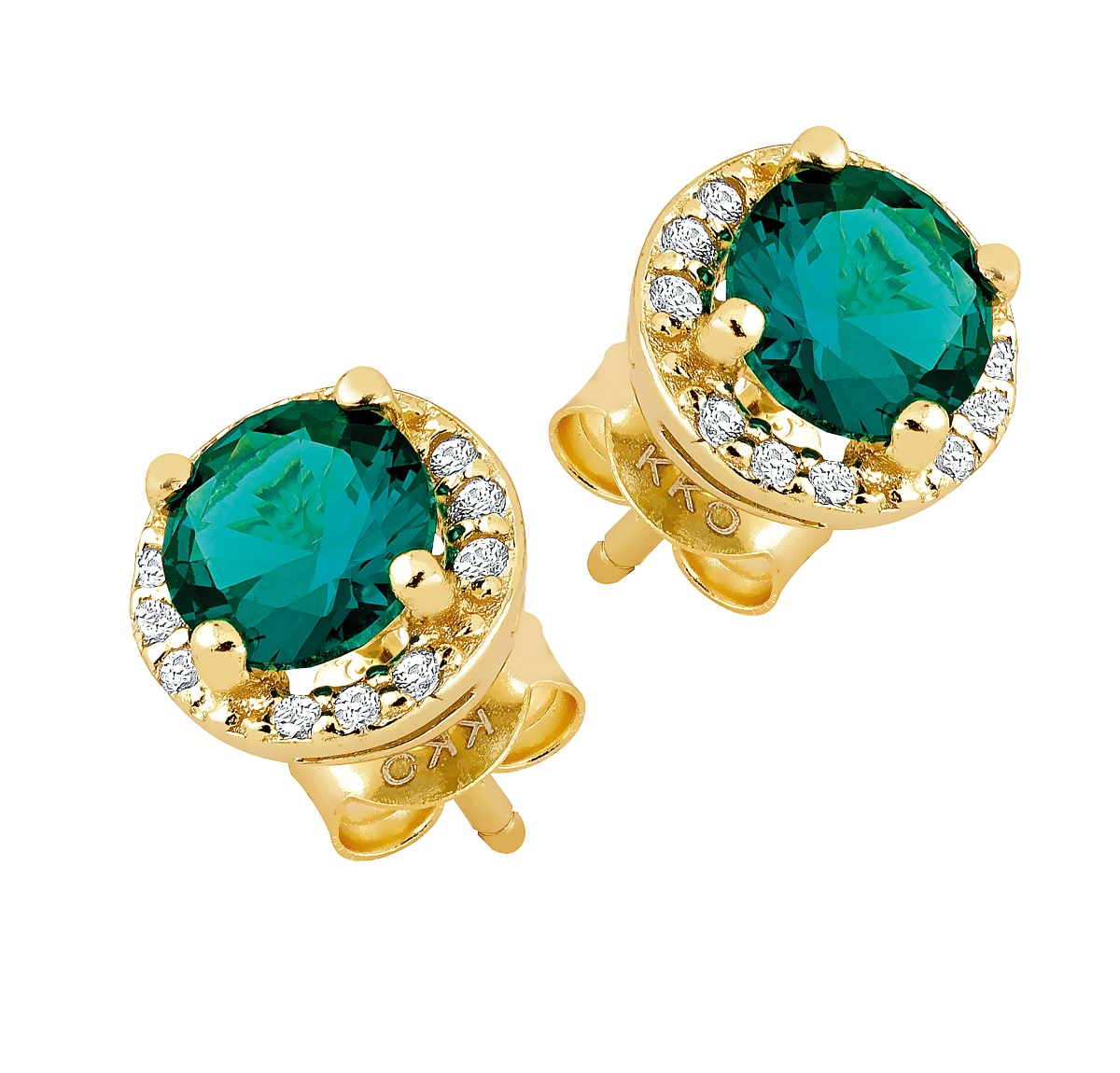 Lykka Casuals halo-hopeakorvakorut vihreä