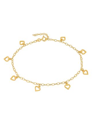 Lykka Hearts kullattu nilkkaketju sydän