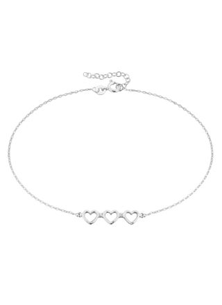 Lykka Hearts sydännilkkaketju hopea kolme sydäntä