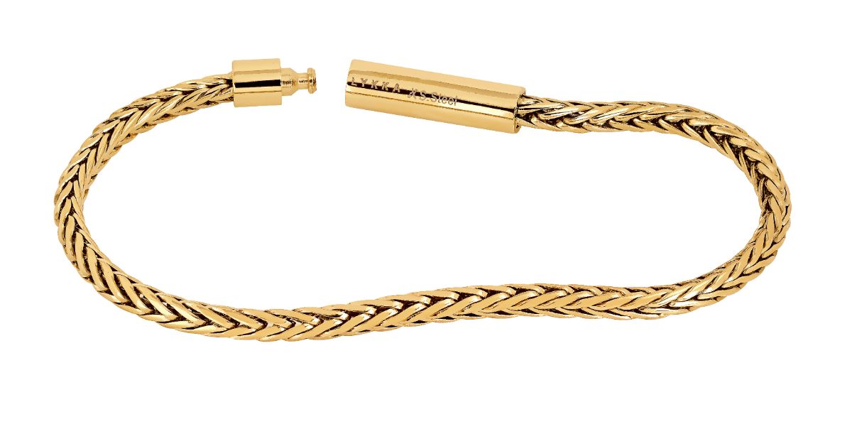 Lykka Strong Foxtail teräsrannekoru kullanvärinen 20.5 cm