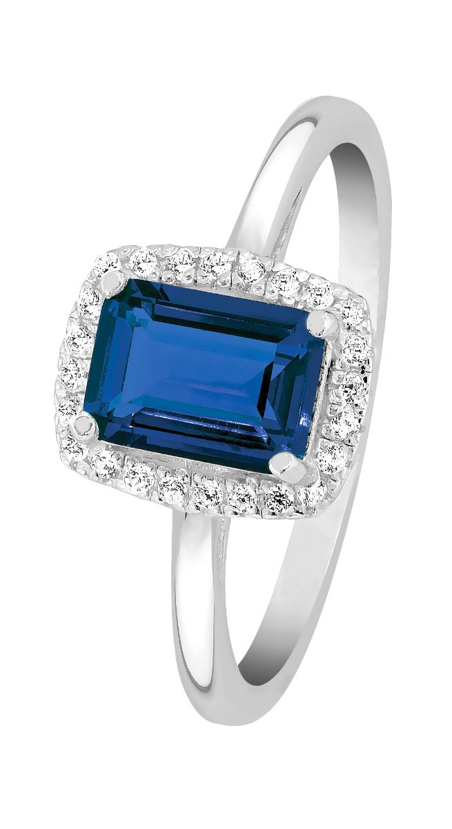 Lykka Casuals sininen octagon halo-hopeasormus 160