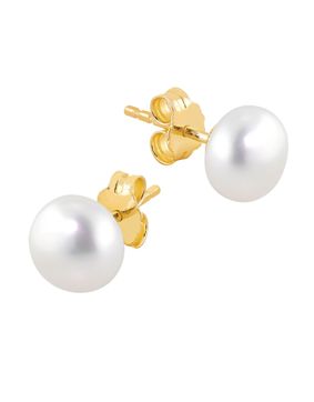 Lykka Pearls kullatut helmikorvakorut hopea 8 mm
