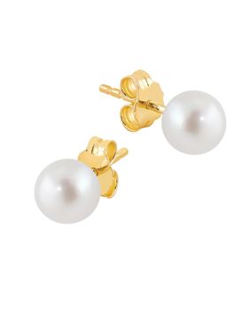 Lykka Pearls kullatut helmikorvakorut hopea 6 mm