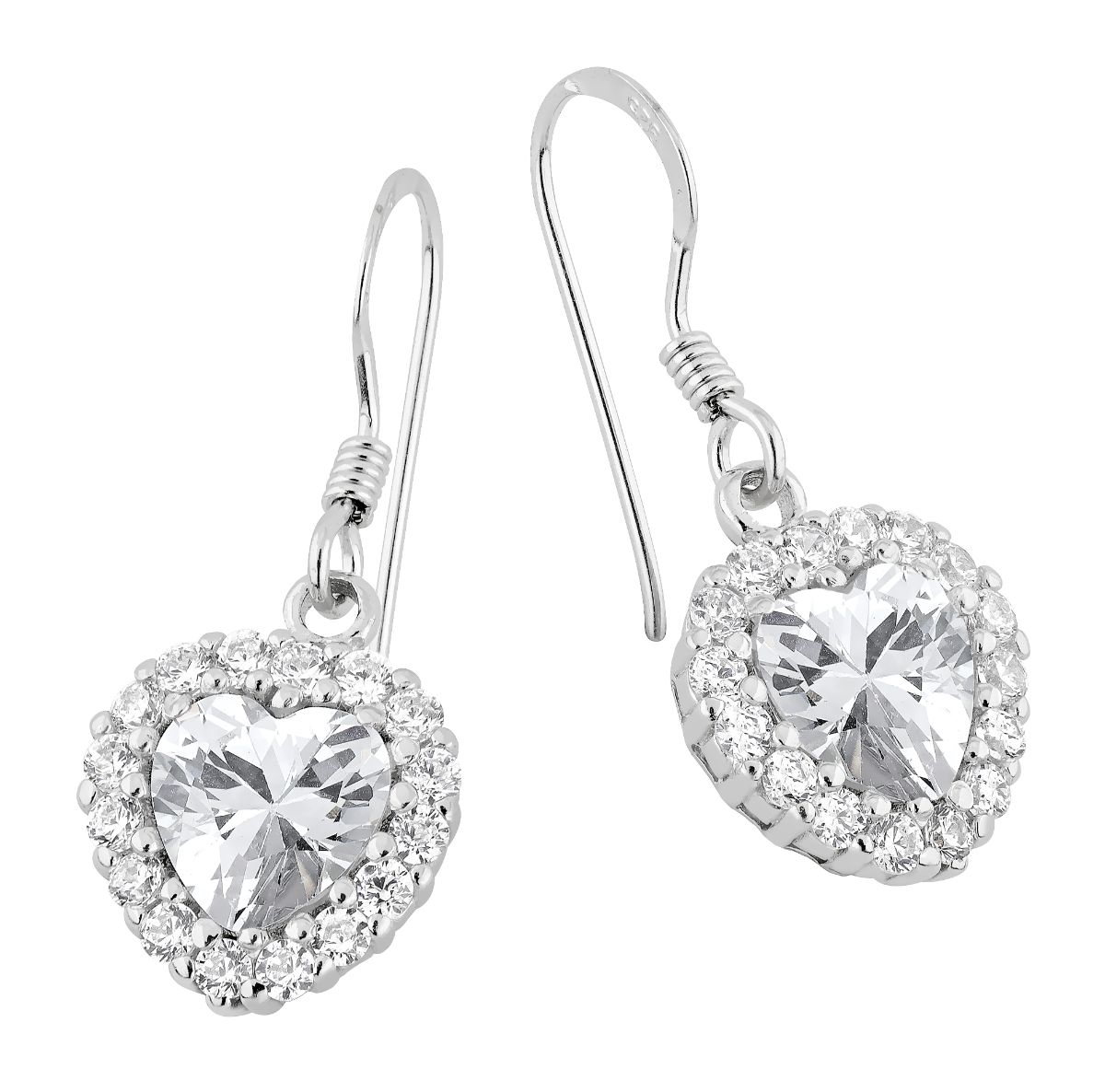 Lykka Hearts halo sydänkorvakorut koukku hopea 