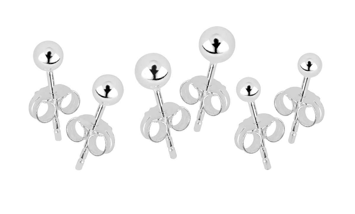 Lykka Casuals 3 paria pyöreä hopeakorvakorusetti 