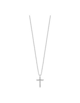 Lykken Crosses hopeinen zirkonia ristikaulakoru 15.5 mm