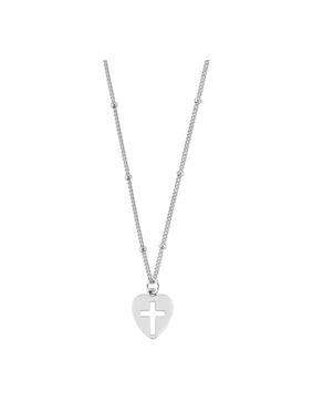 Lykken Crosses hopeinen sydän-risti riipus ketjulla 12 mm