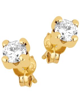 Lykka Casuals kultaiset tappikorvakorut zirkonialla 4 mm