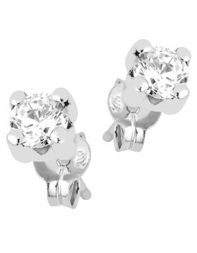 Lykka Casuals valkokultaiset tappikorvakorut zirkonialla 4 mm