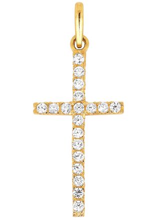 Lykka Crosses kultainen ristiriipus zirkonioilla 22 x 11 mm