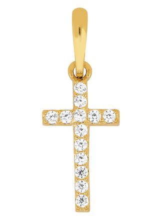 Lykken Crosses kultainen ristiriipus zirkonioilla 12 x 6 mm